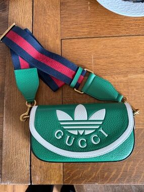 Gucci x ADIDAS green bag with strap